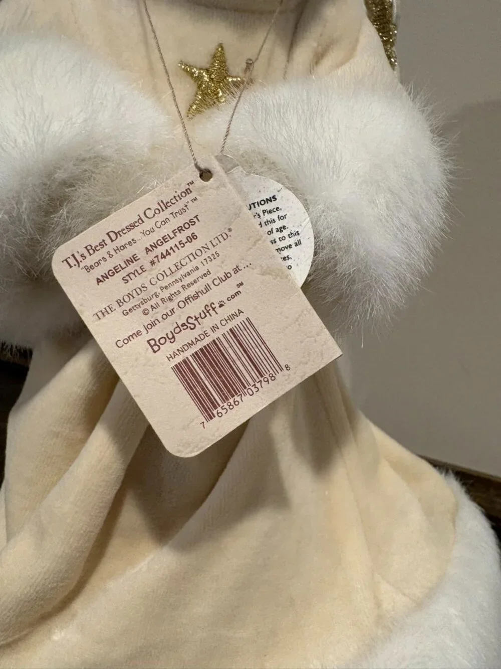 NWT, Vintage retired Boyds Bear Tree Topper: Angeline Angelfrost